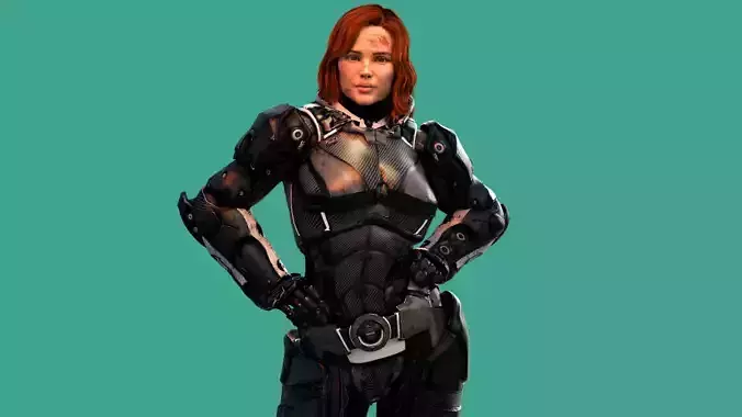 Sci-Fi Futuristic Female Marine Soldier 3D model