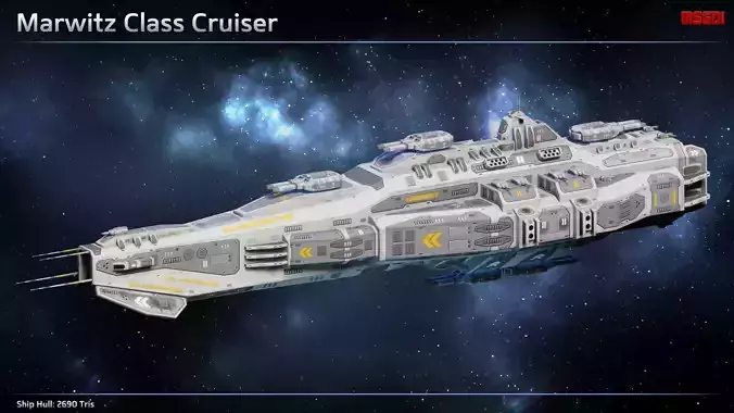 Spaceship Marwitz Cruiser Low-poly 3D model