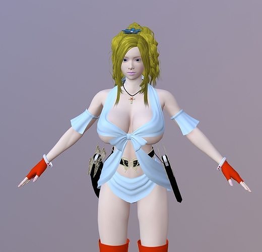 Busty Swordsman Lowpoly model Low-poly 3D model