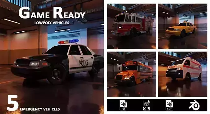 Modern 3d lowpoly service  vehicle 