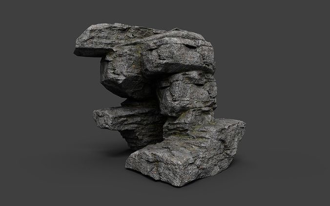 Cliff Rock 4-4 Low-poly 3D model