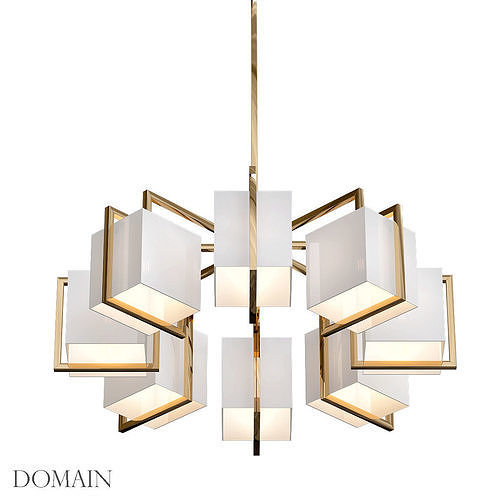 domain chandelier with squares and brass accents 3D model