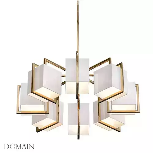 domain chandelier with squares and brass accents