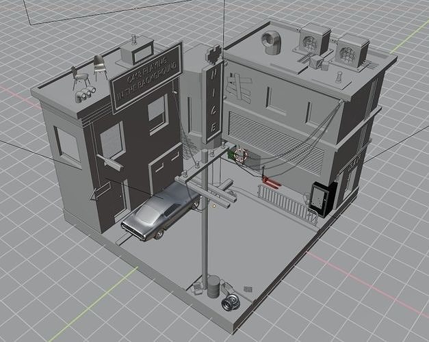 Cyber punk scene Free 3D model