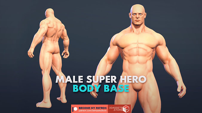 Character - Super Hero Male Body Base Low-poly 3D model