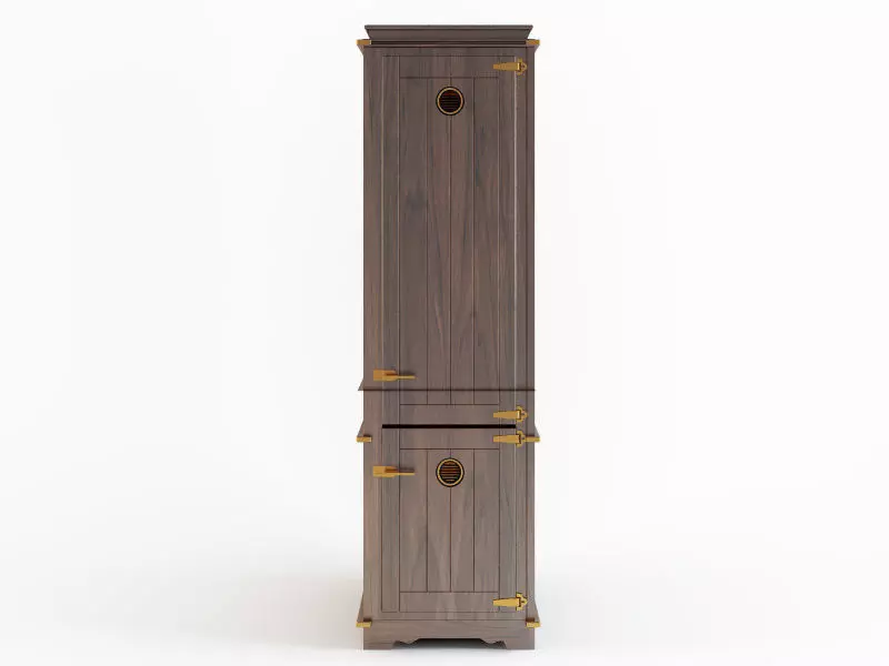 FREEZER wooden cabinet with brass handles 3D model_0