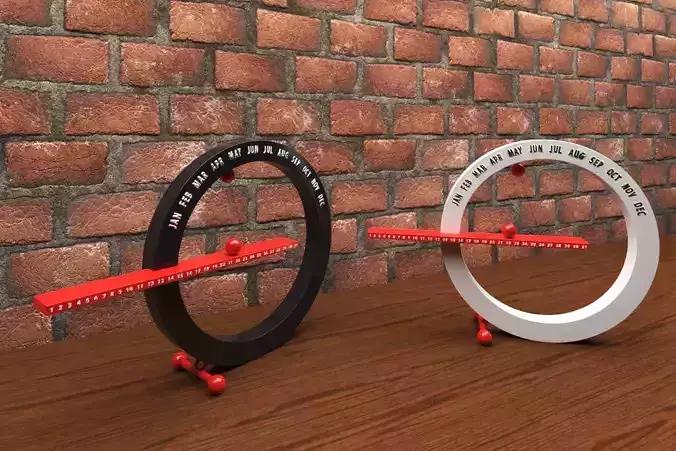 Modernist Calendar on Table 3D model