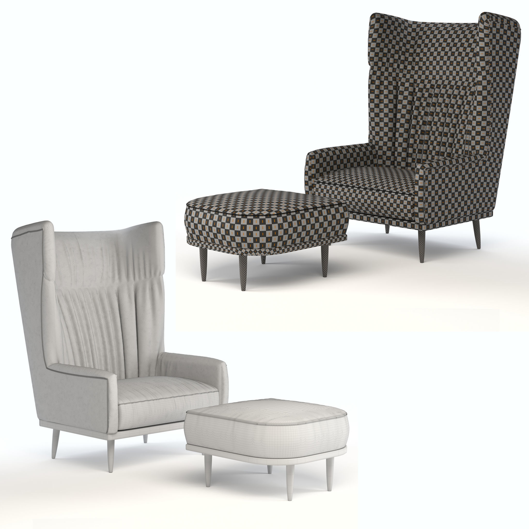 Oscar Wing Back Chair 3D model_7