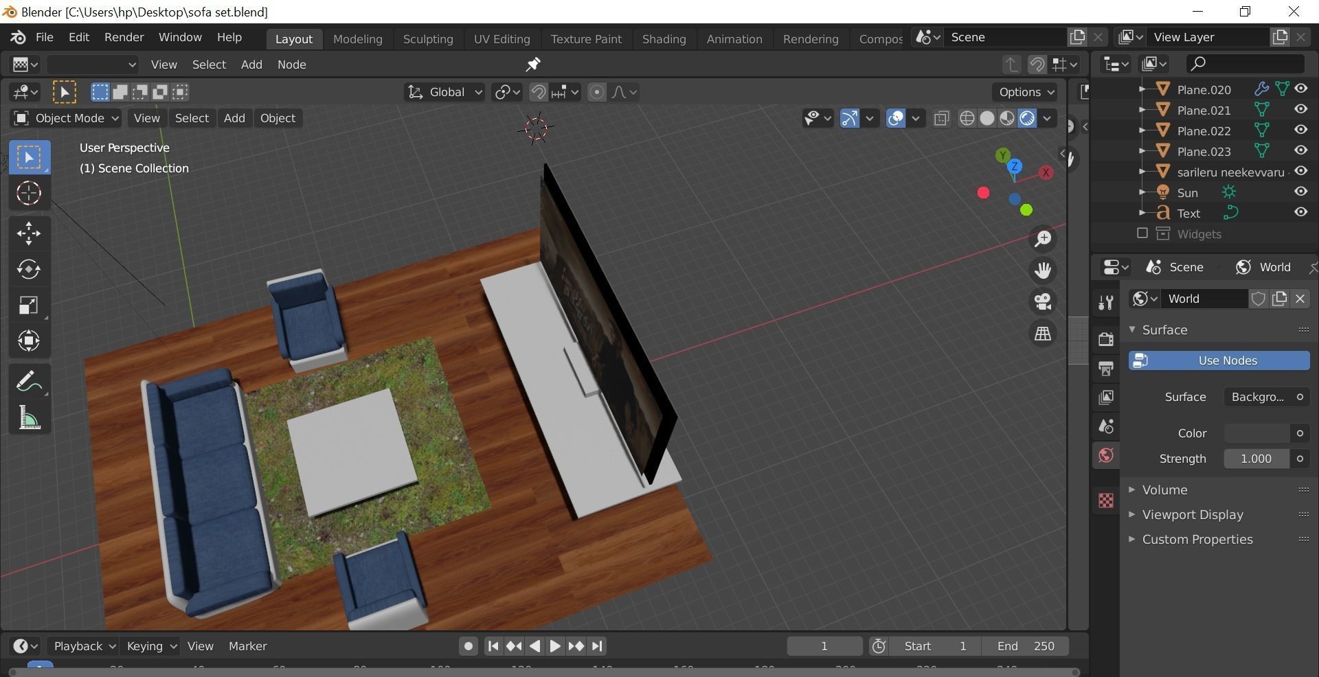 sofa set living room 3D model_4