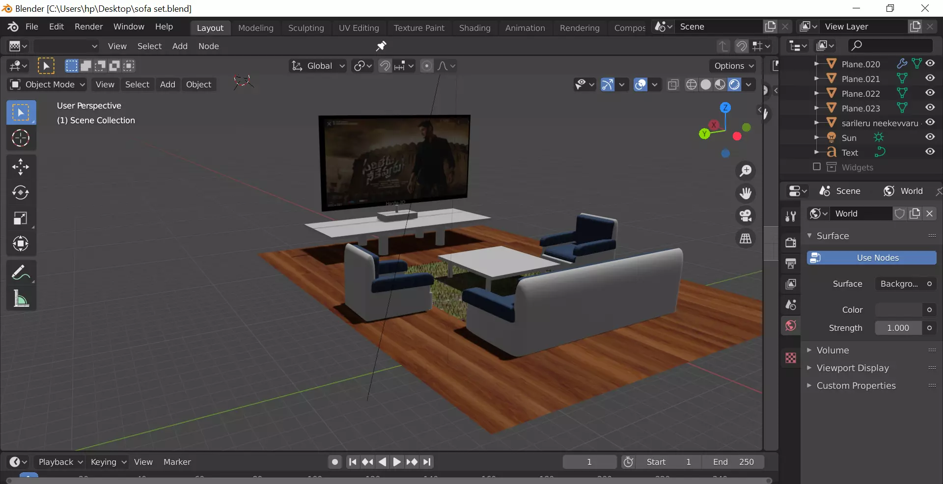 sofa set living room 3D model_0