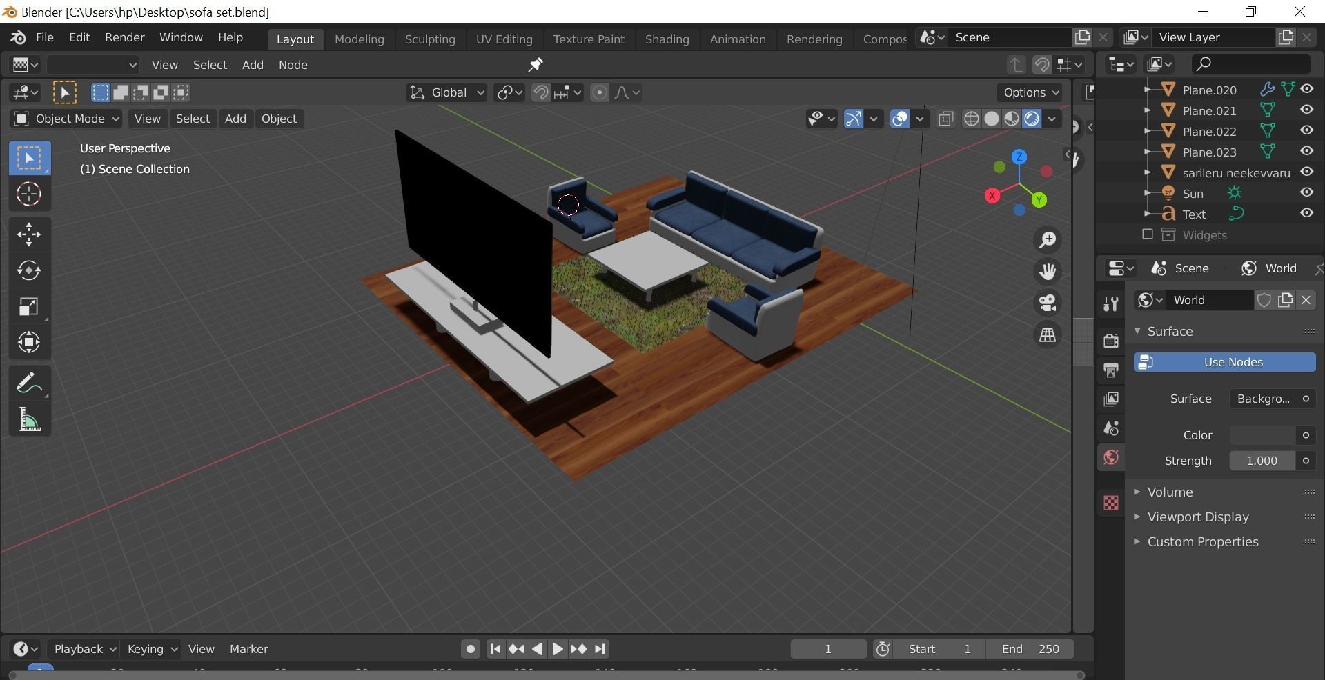 sofa set living room 3D model_3