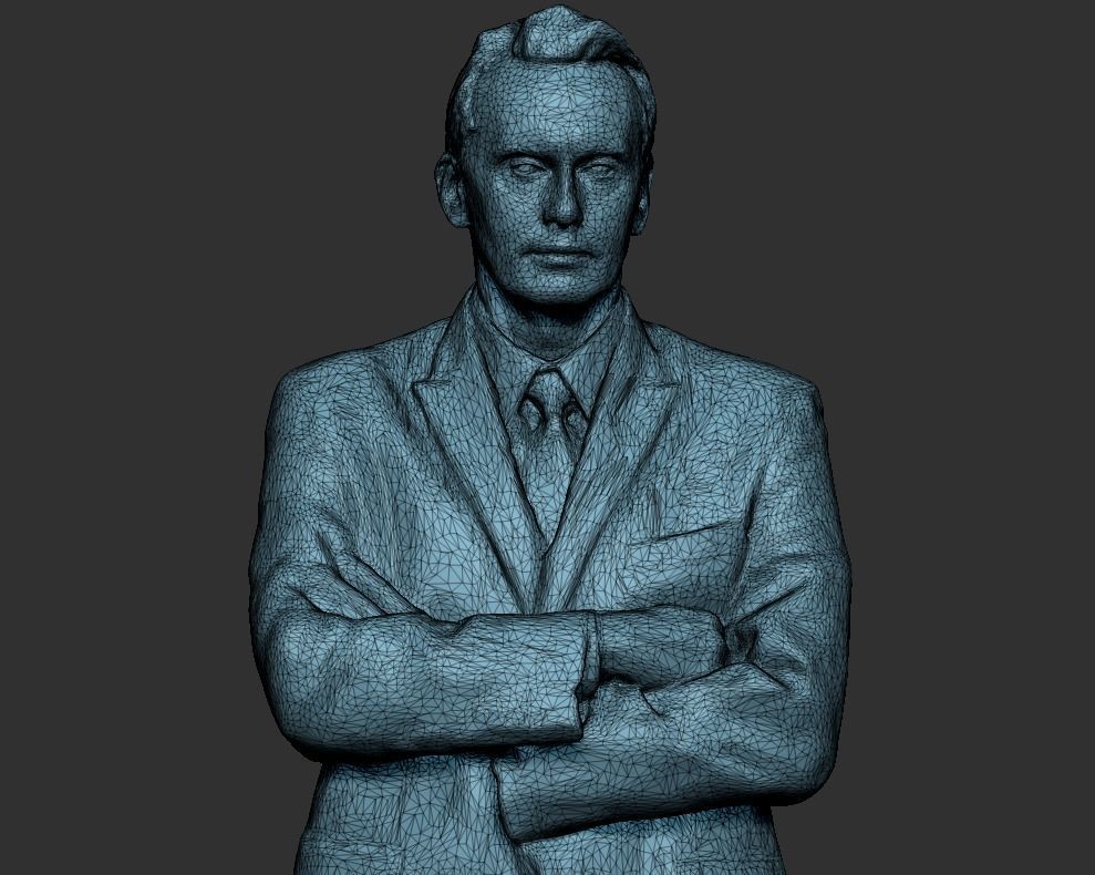 Young businessman posing with crossed arms 216 Low-poly 3D model_5