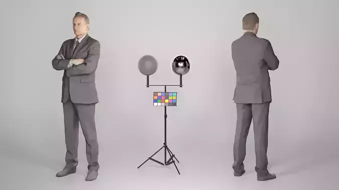 Young businessman posing with crossed arms 216 Low-poly 3D model