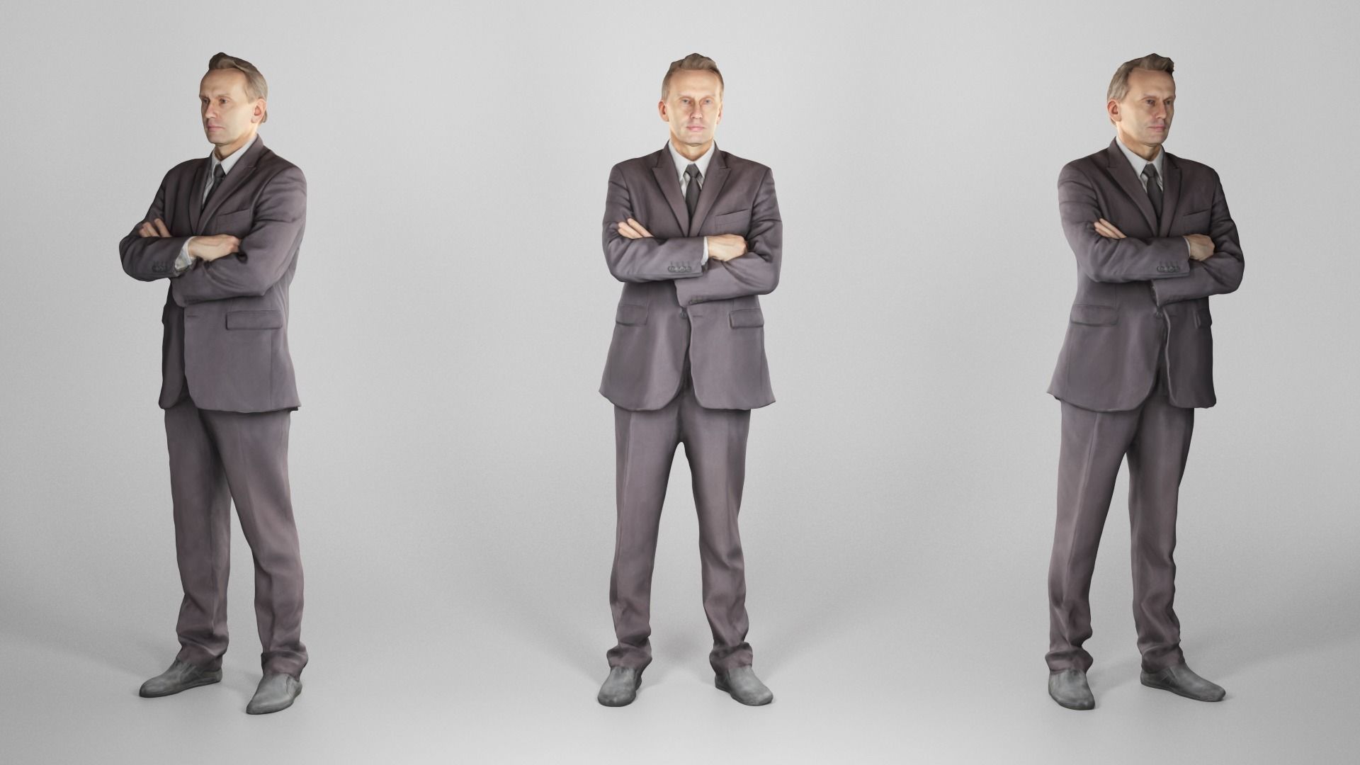 Young businessman posing with crossed arms 216 Low-poly 3D model_2