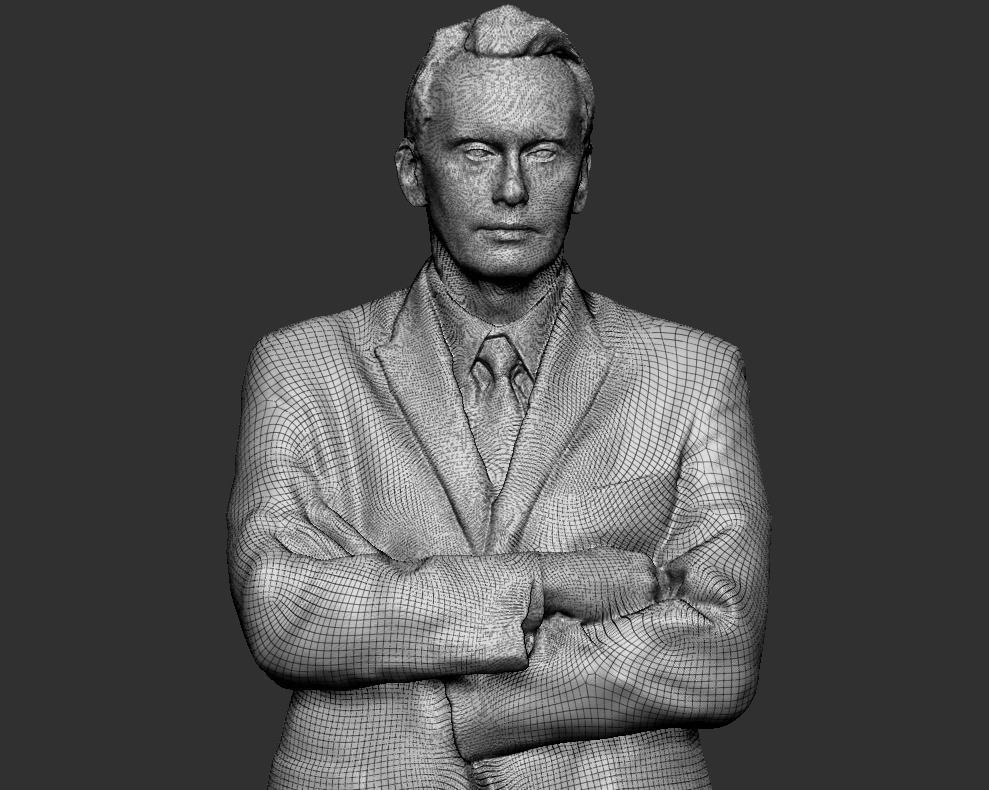 Young businessman posing with crossed arms 216 Low-poly 3D model_7