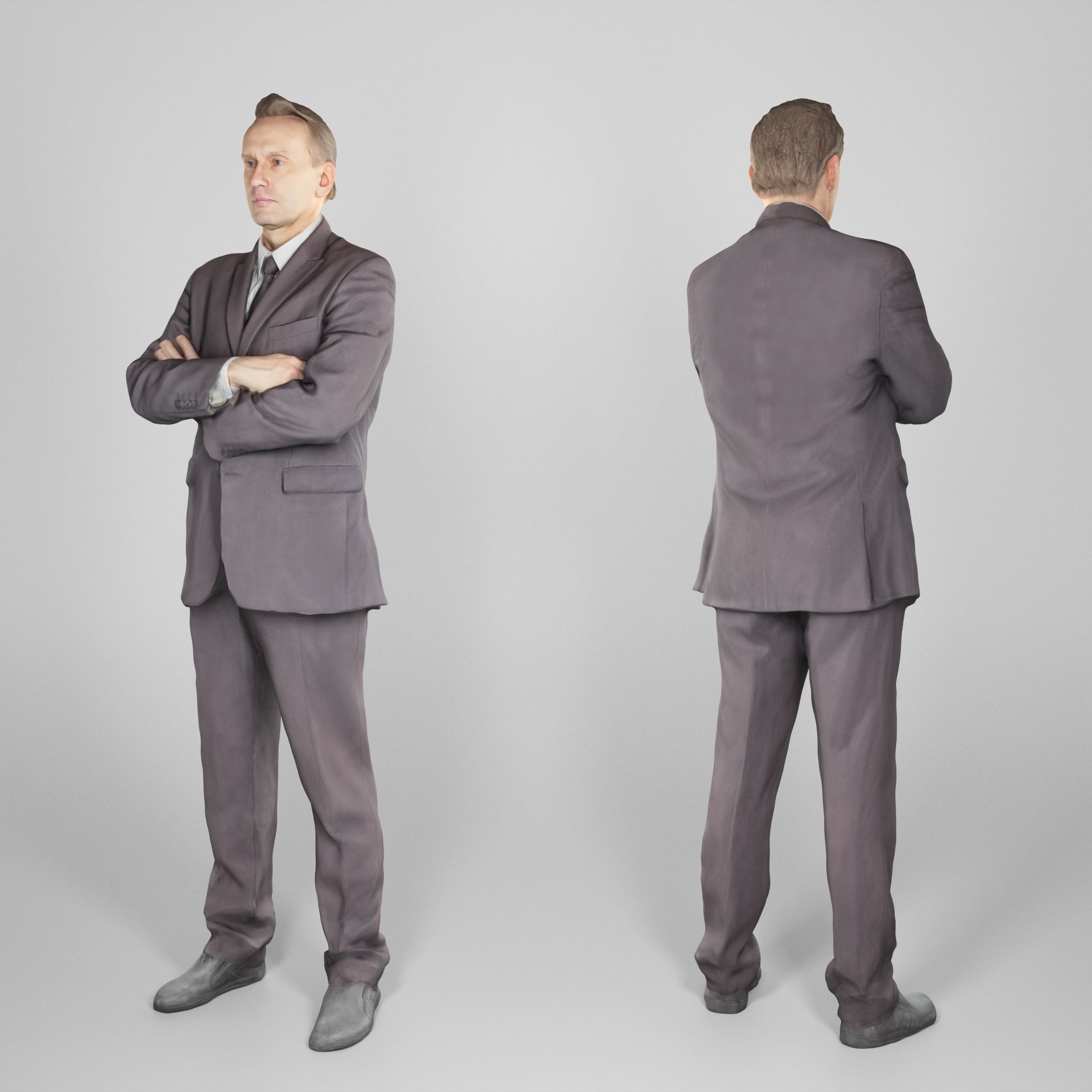 Young businessman posing with crossed arms 216 Low-poly 3D model_1