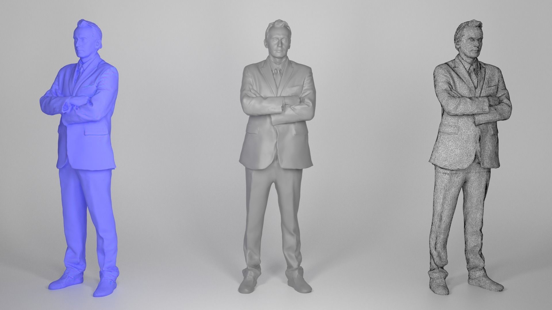 Young businessman posing with crossed arms 216 Low-poly 3D model_3
