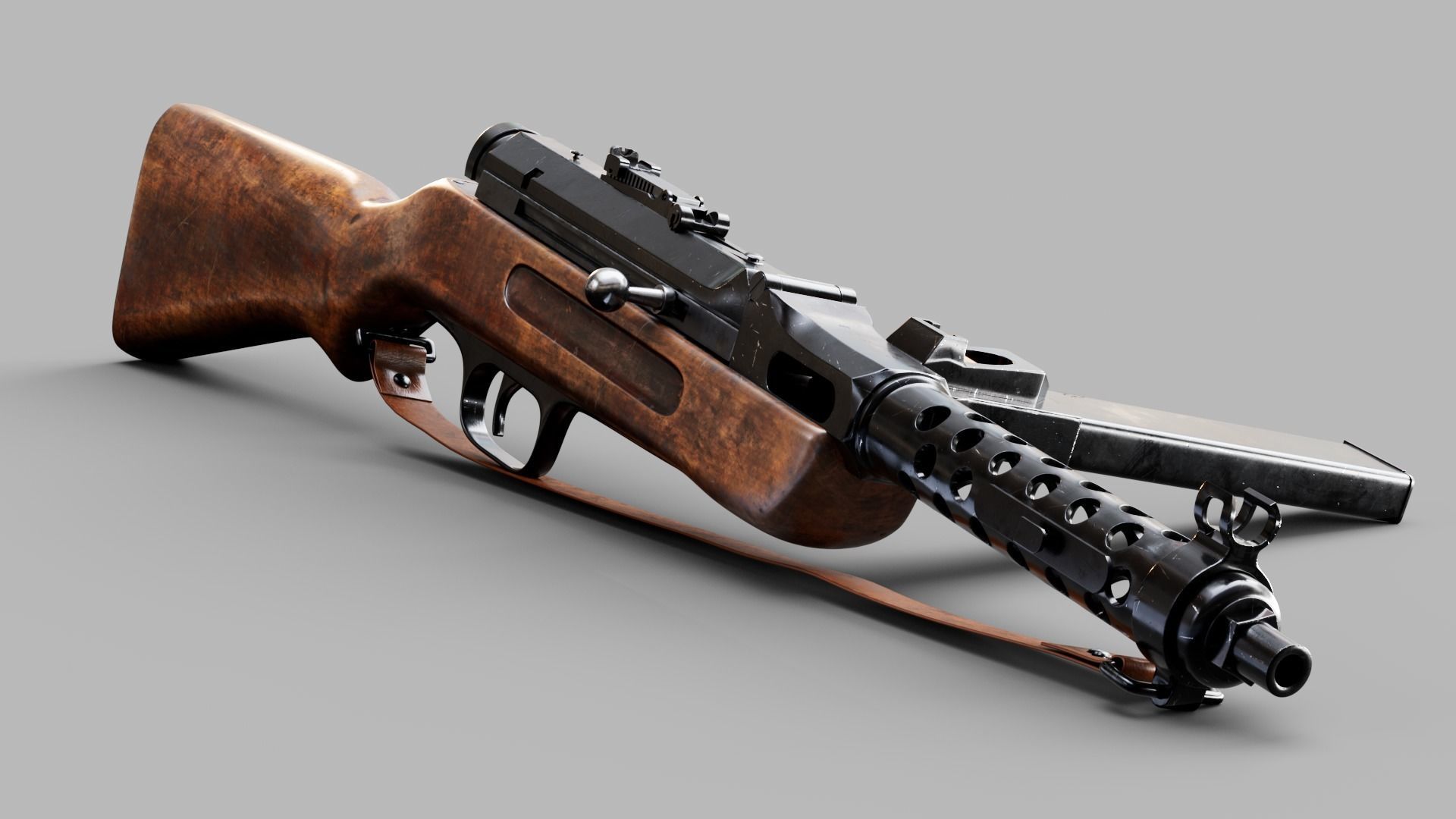 MP34 Assault Rifle Low-poly 3D model_1