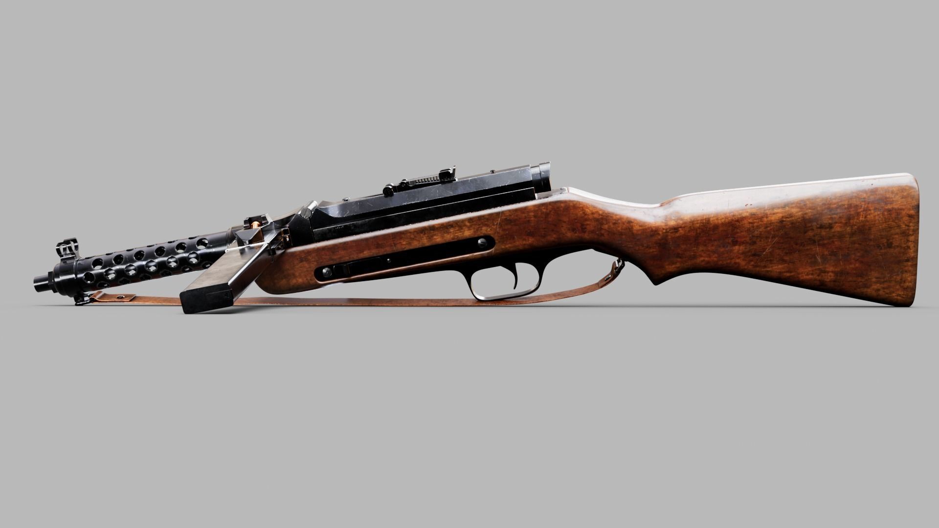 MP34 Assault Rifle Low-poly 3D model_2