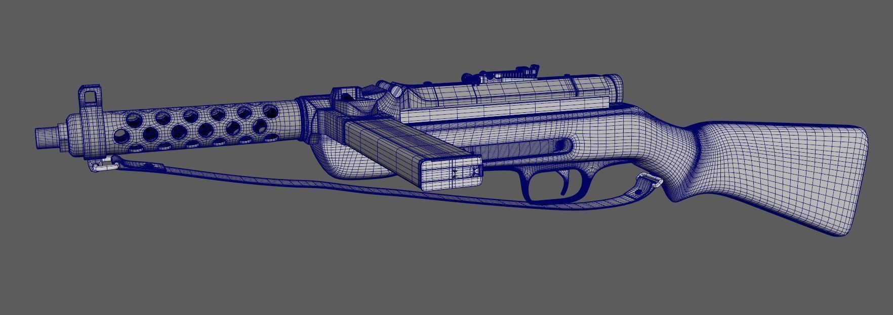 MP34 Assault Rifle Low-poly 3D model_3