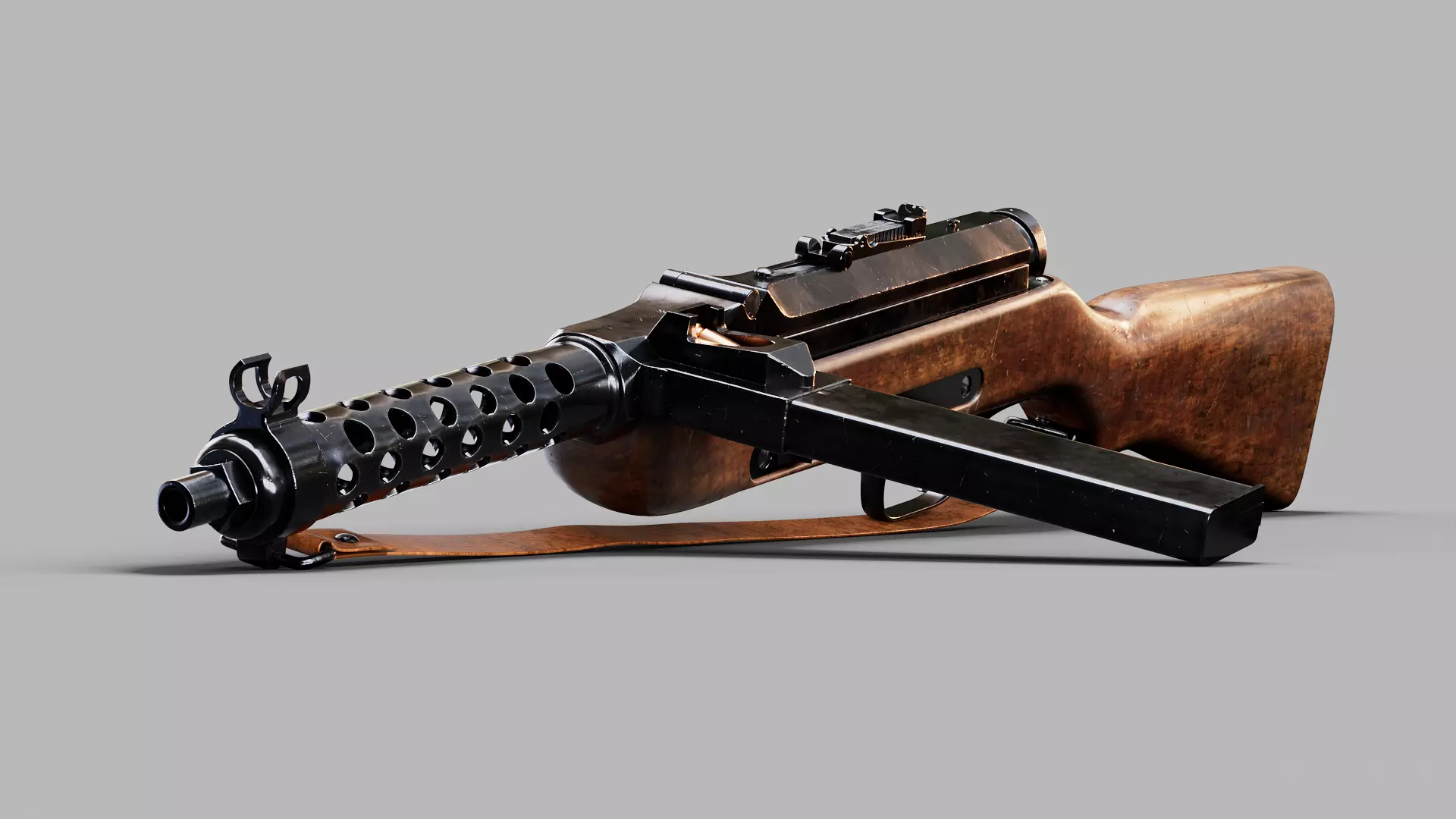 MP34 Assault Rifle Low-poly 3D model_0