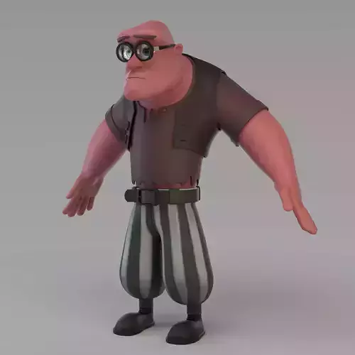 Cartoon Poor Big Man 3D model