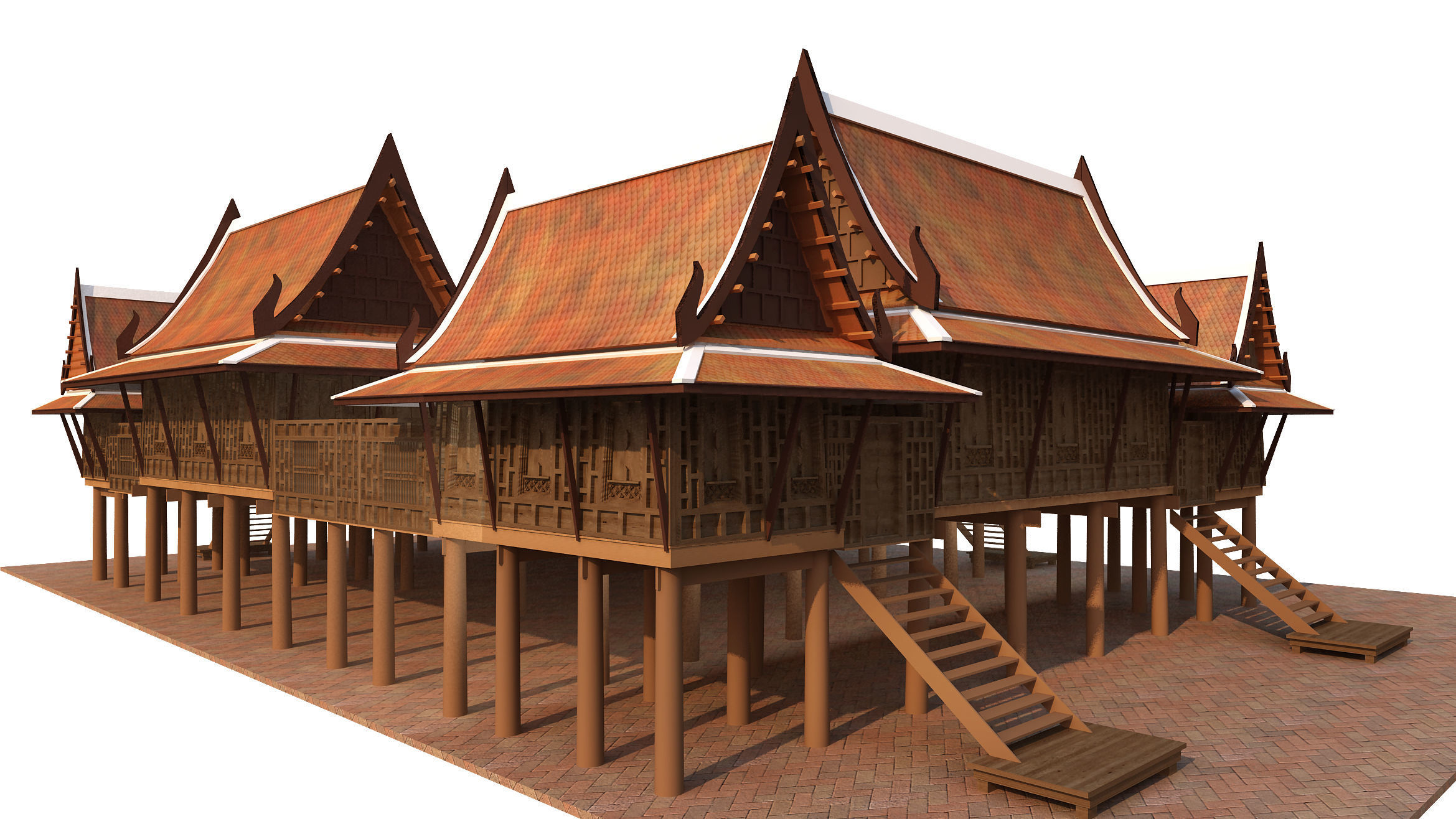 Wood home design as Thai Traditional house  Asian tropical style 3D model_7