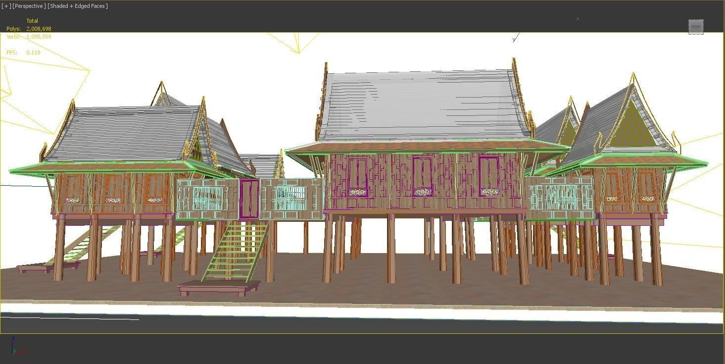 Wood home design as Thai Traditional house  Asian tropical style 3D model_10