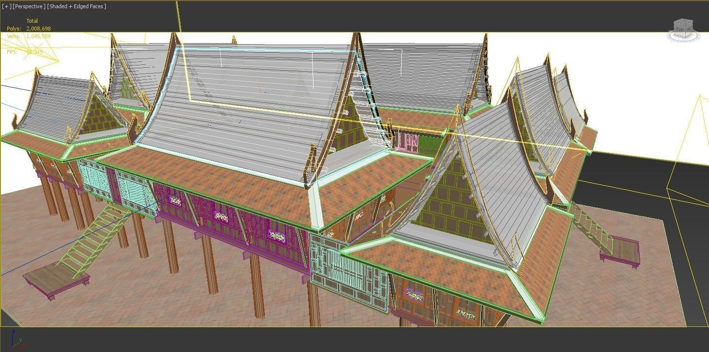 Wood home design as Thai Traditional house  Asian tropical style 3D model_12