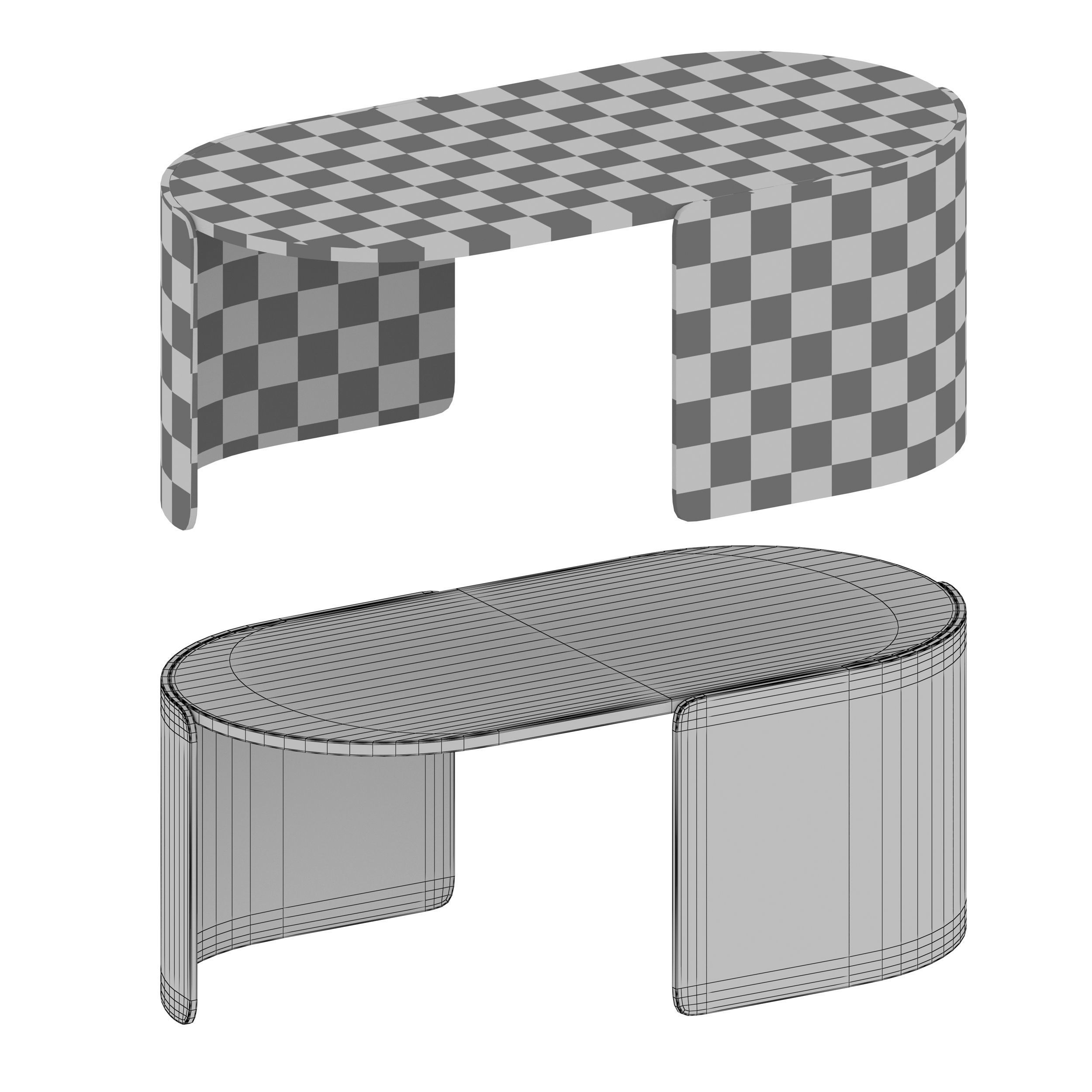 Holm Oval Marble Coffee Table Crate and Barrel 3D model_11