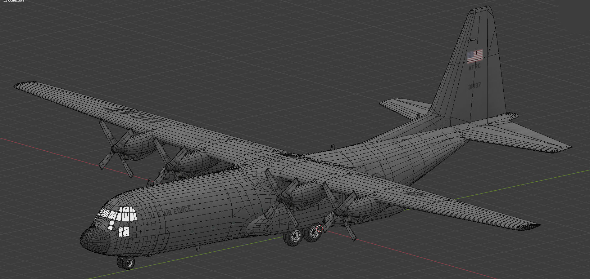 C130 Hercules Low-poly 3D model_15