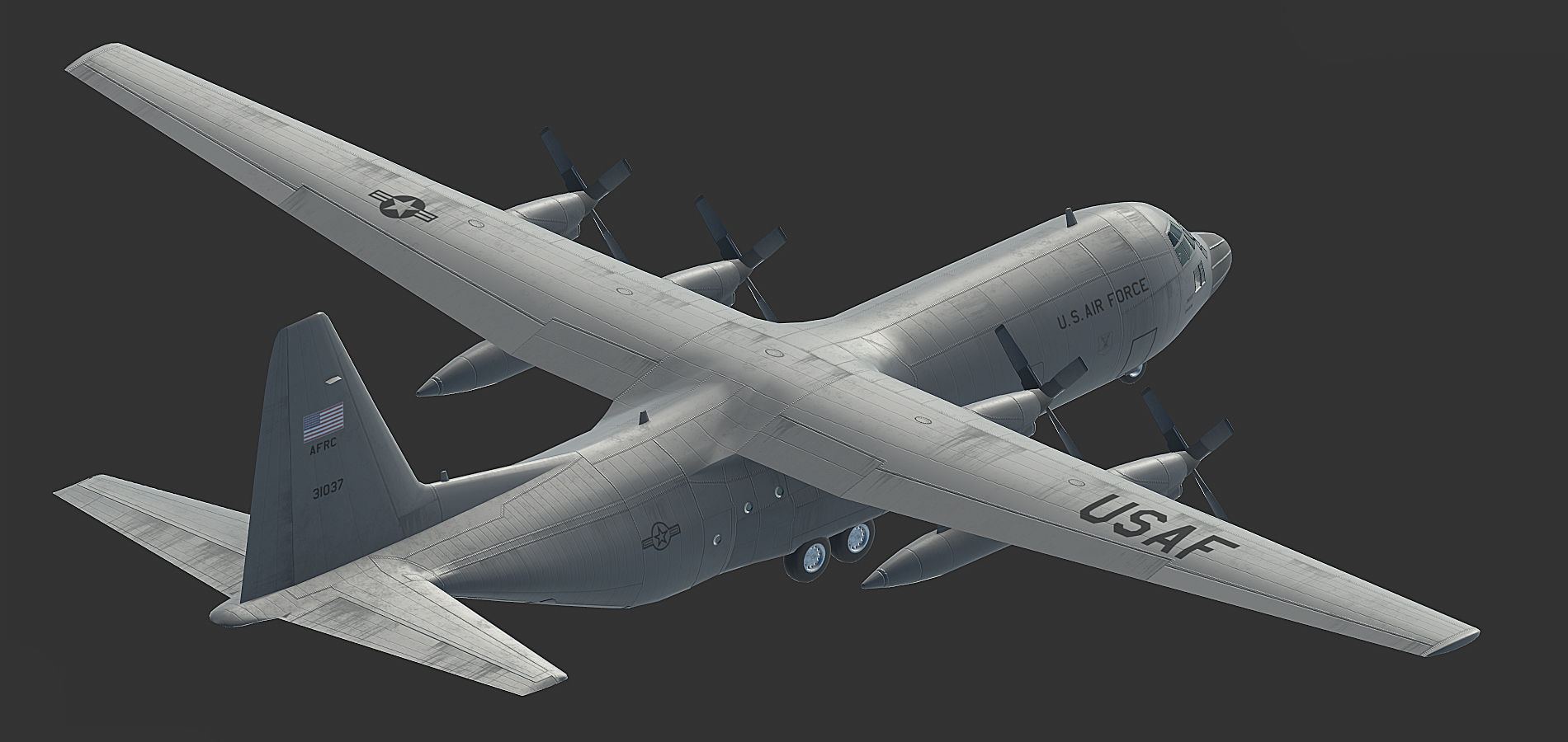 C130 Hercules Low-poly 3D model_7