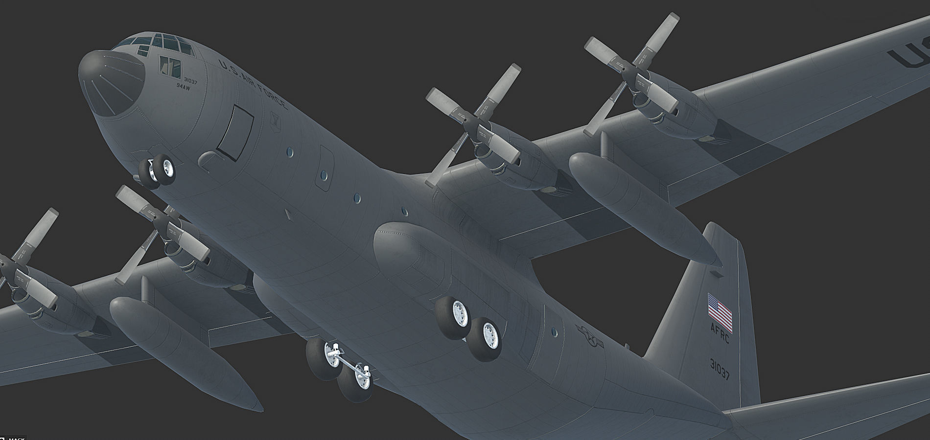 C130 Hercules Low-poly 3D model_10