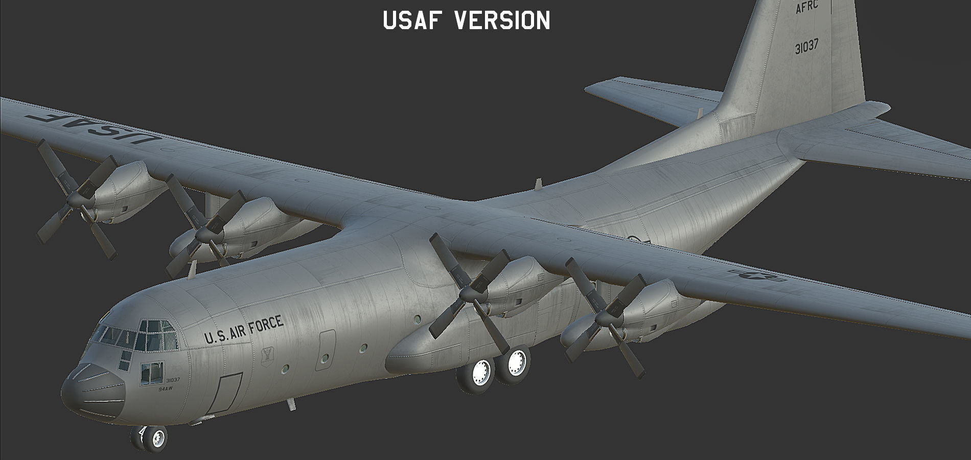 C130 Hercules Low-poly 3D model_1