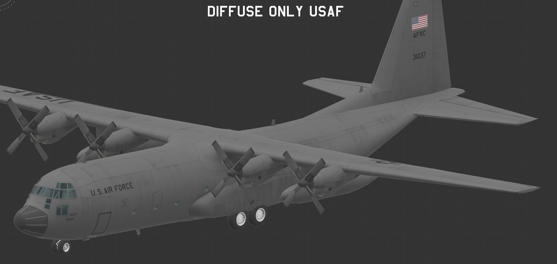 C130 Hercules Low-poly 3D model_4