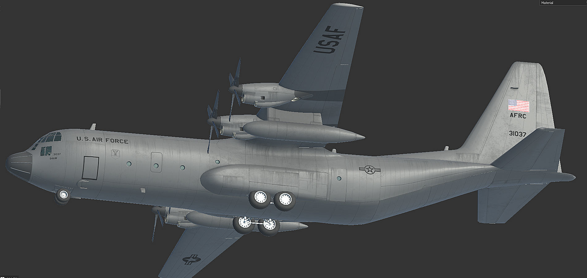 C130 Hercules Low-poly 3D model_5