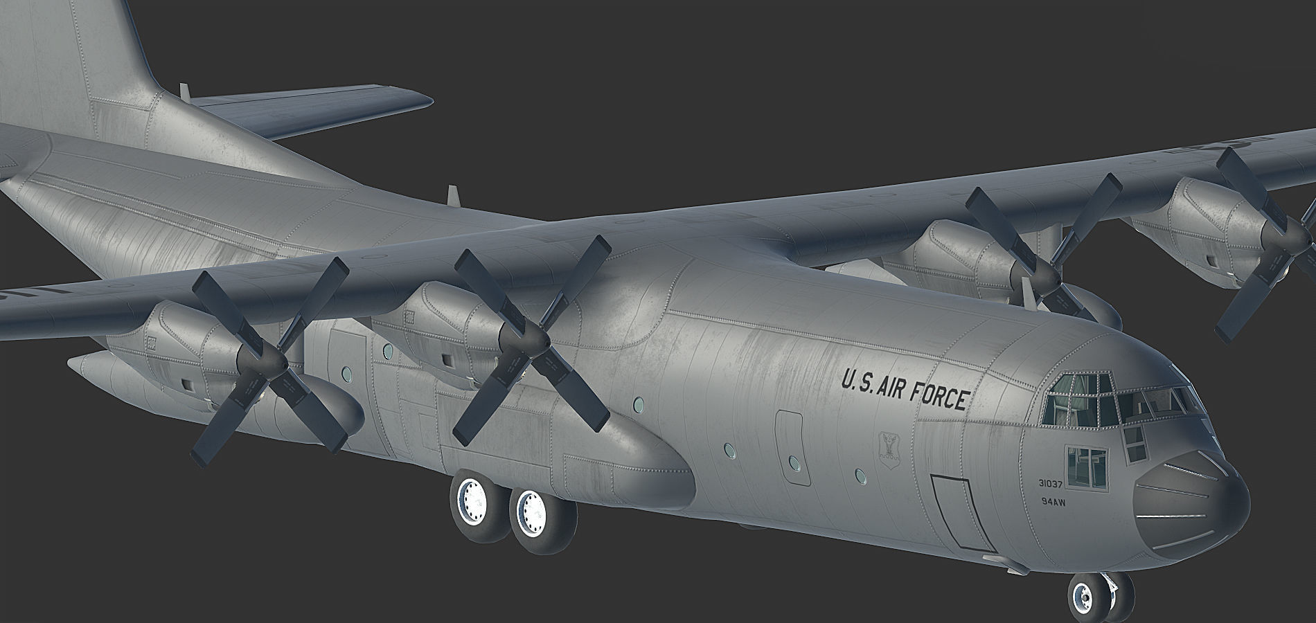 C130 Hercules Low-poly 3D model_8