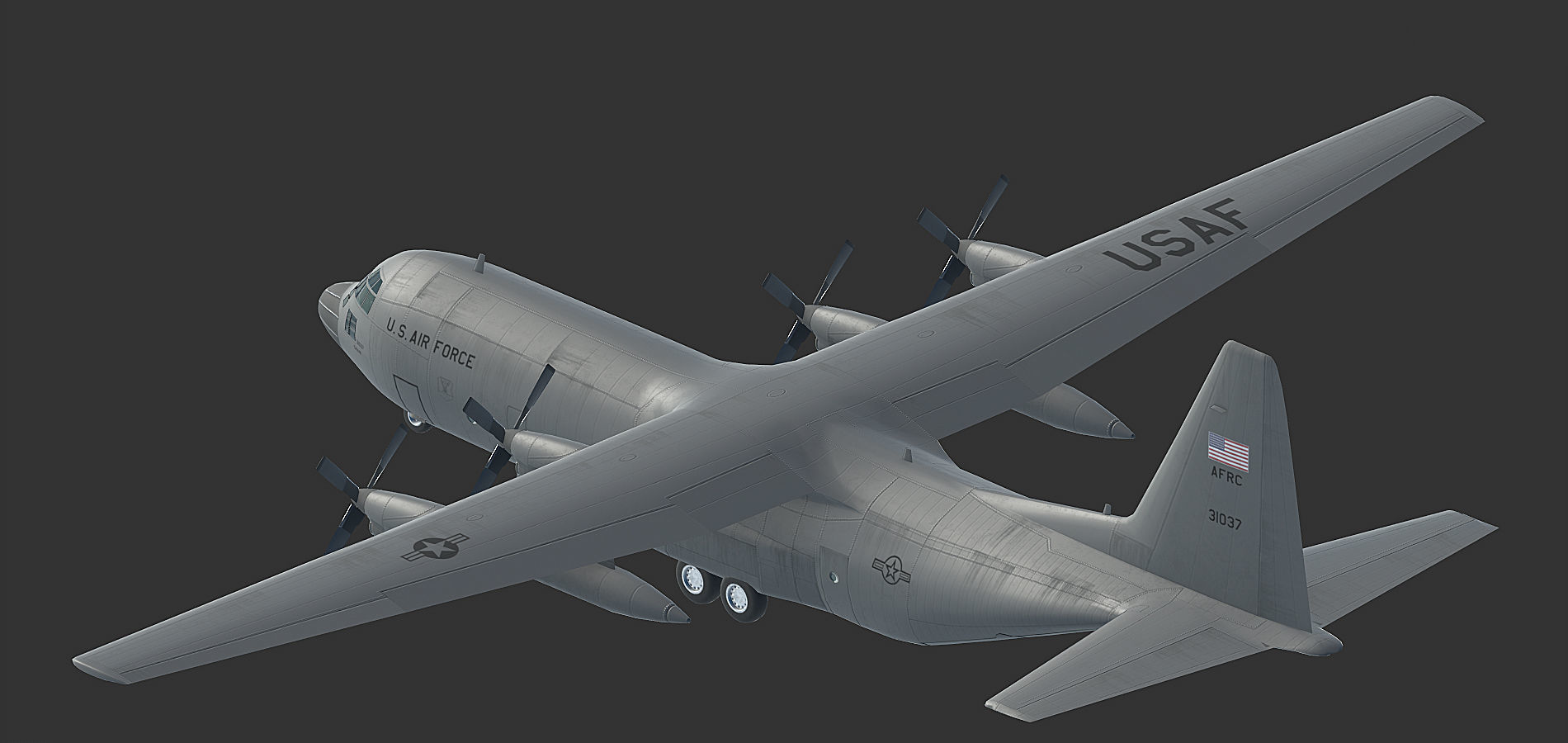 C130 Hercules Low-poly 3D model_6