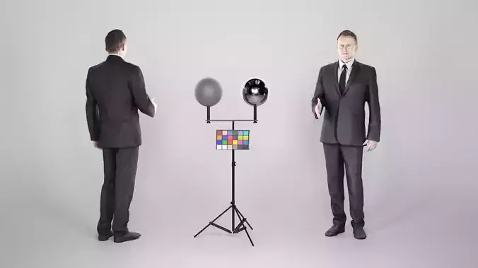 Man in black suit shaking hand 217 Low-poly 3D model