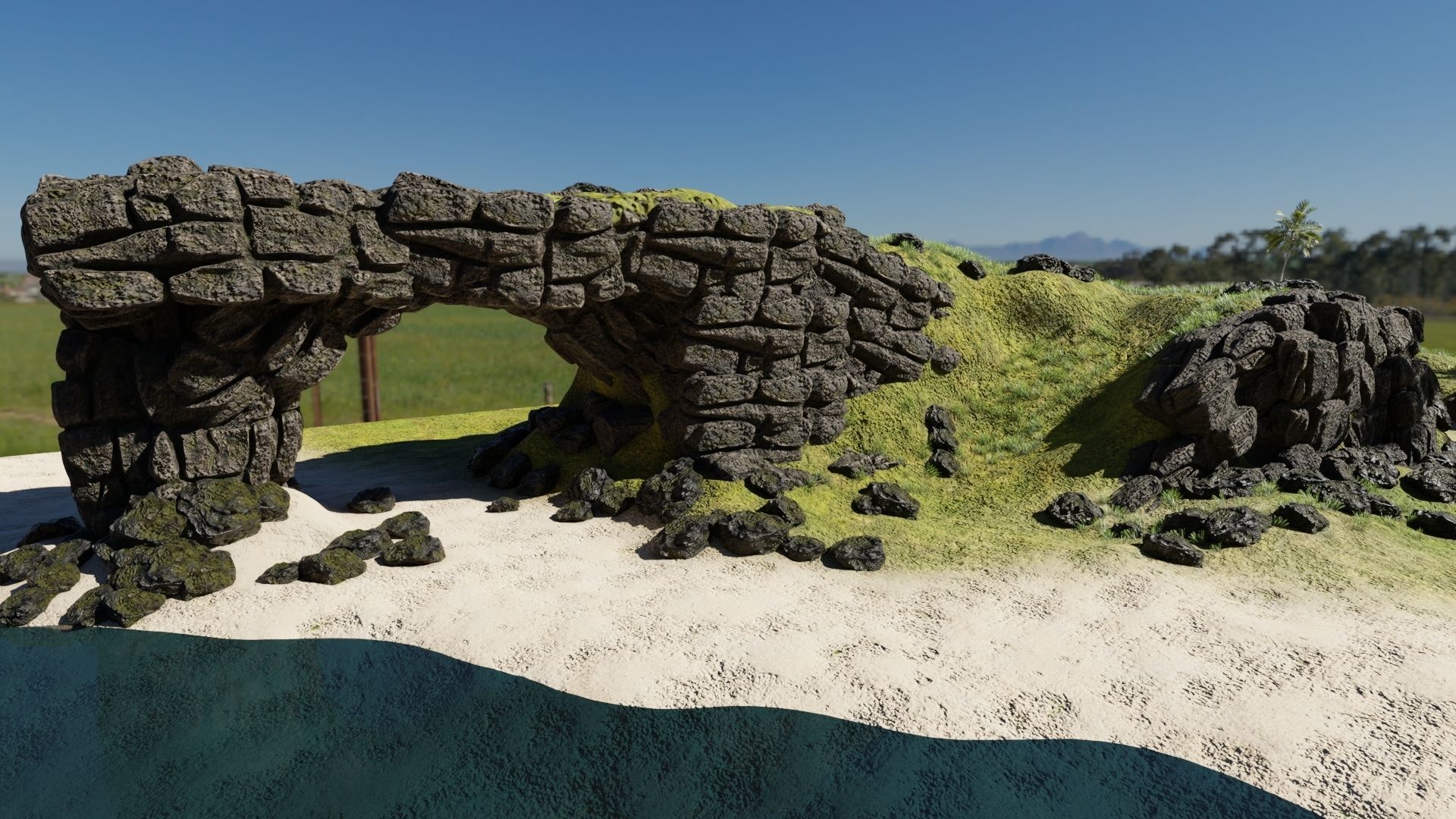 Beach Scene 3D model_2