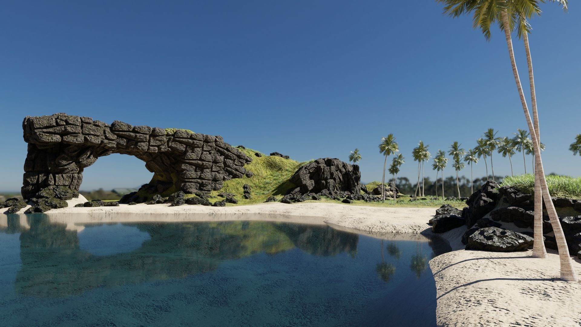 Beach Scene 3D model_0
