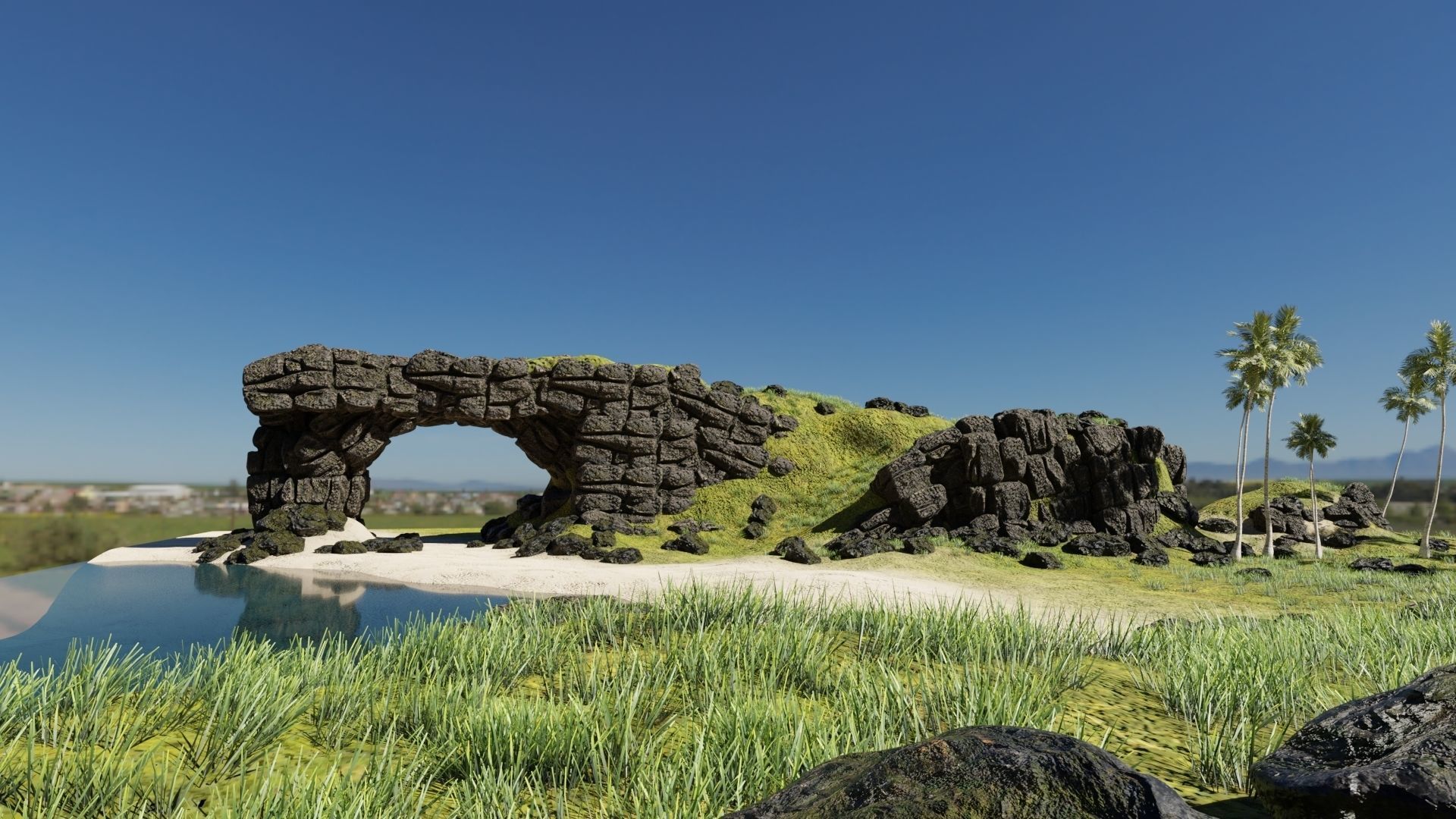 Beach Scene 3D model_1