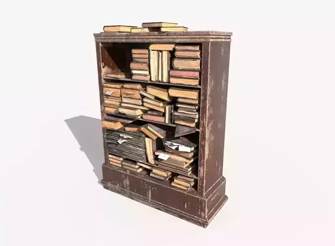 Old Bookshelf-Library 3D model