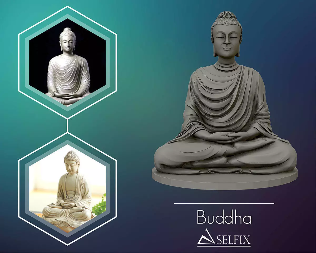 Buddha 3D sculpture  3D print model_0
