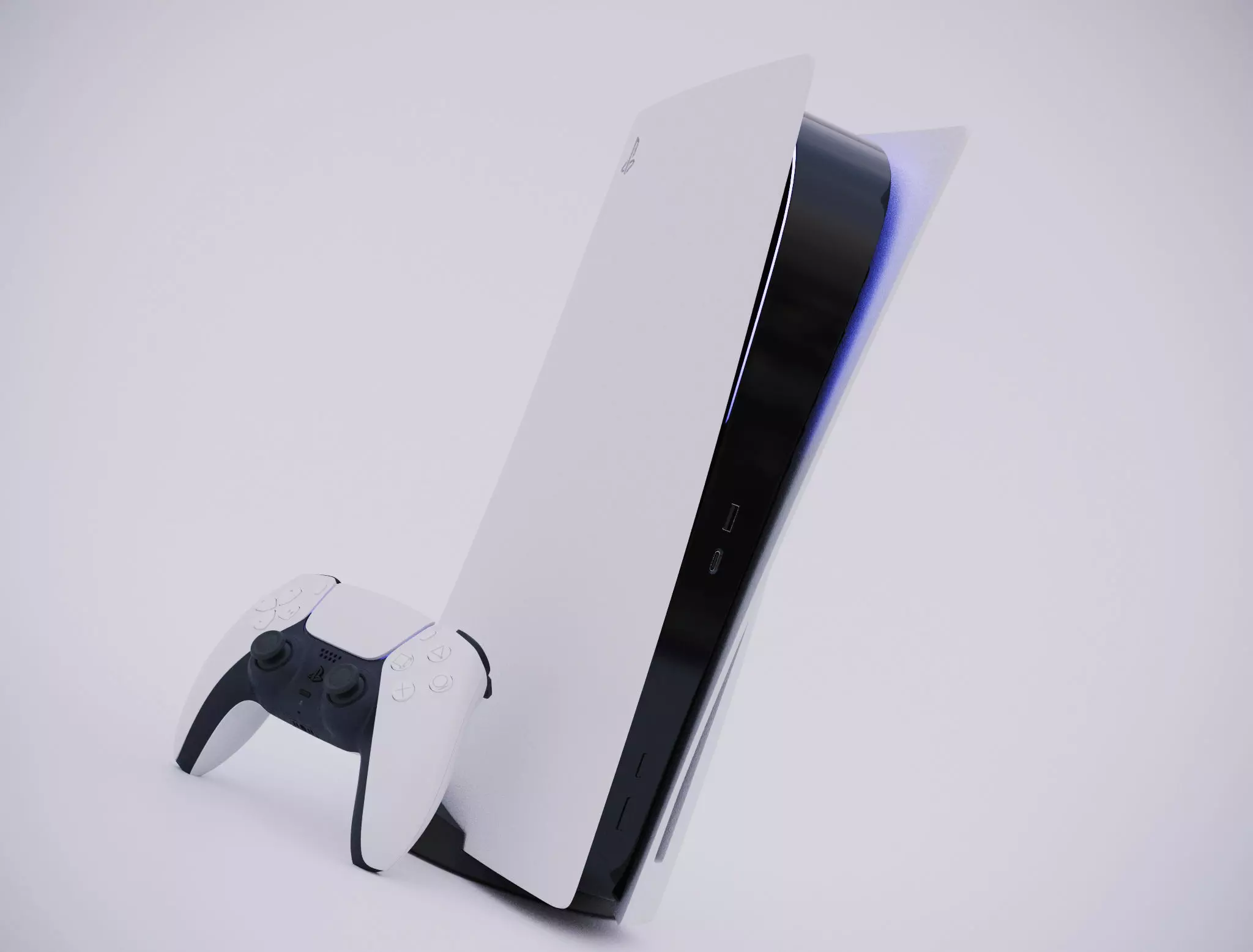 Sony Playstation 5 with gamepad 3D model_0