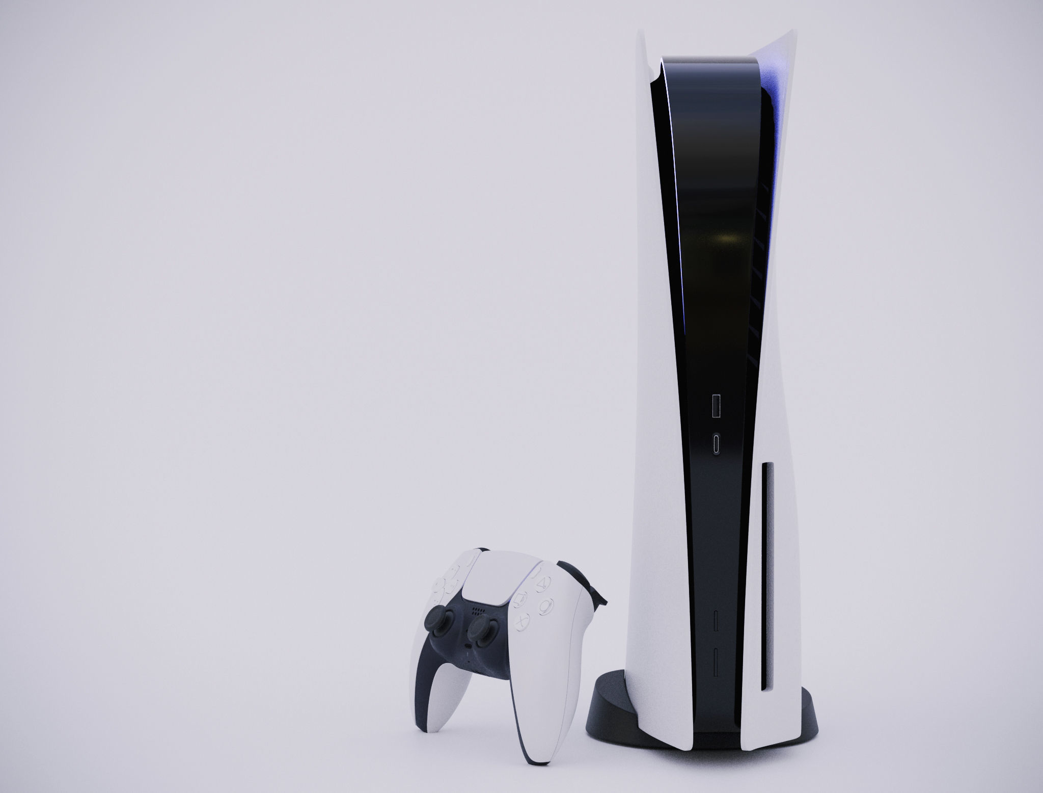 Sony Playstation 5 with gamepad 3D model_1