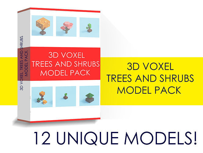  Voxel trees Free low-poly 3D model