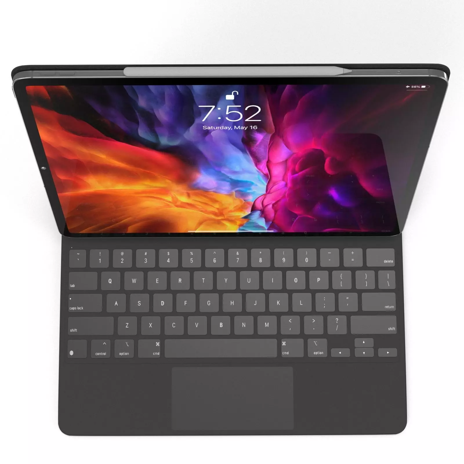 Apple IPad Pro with pencil and magic keyboard 3D model_0