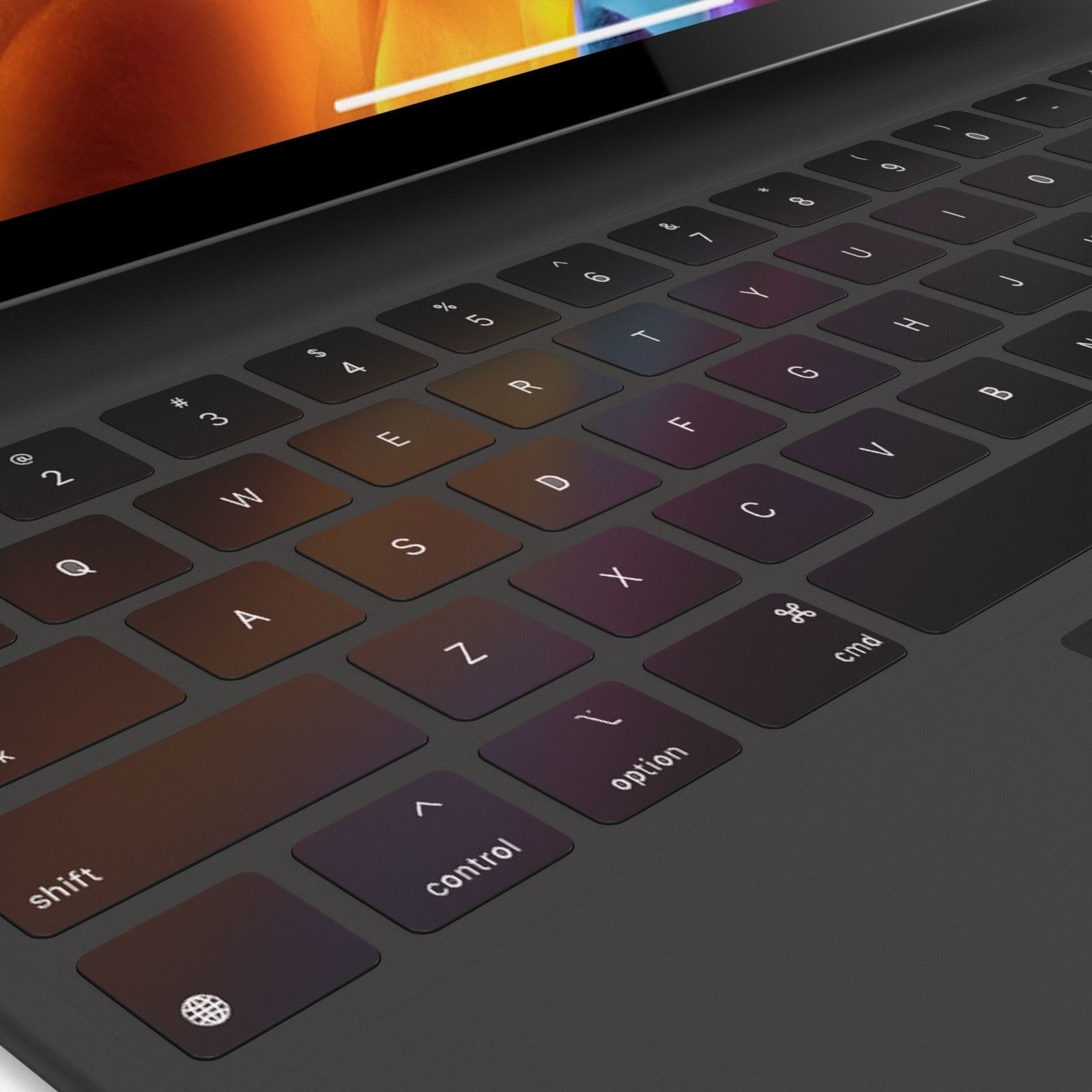 Apple IPad Pro with pencil and magic keyboard 3D model_9