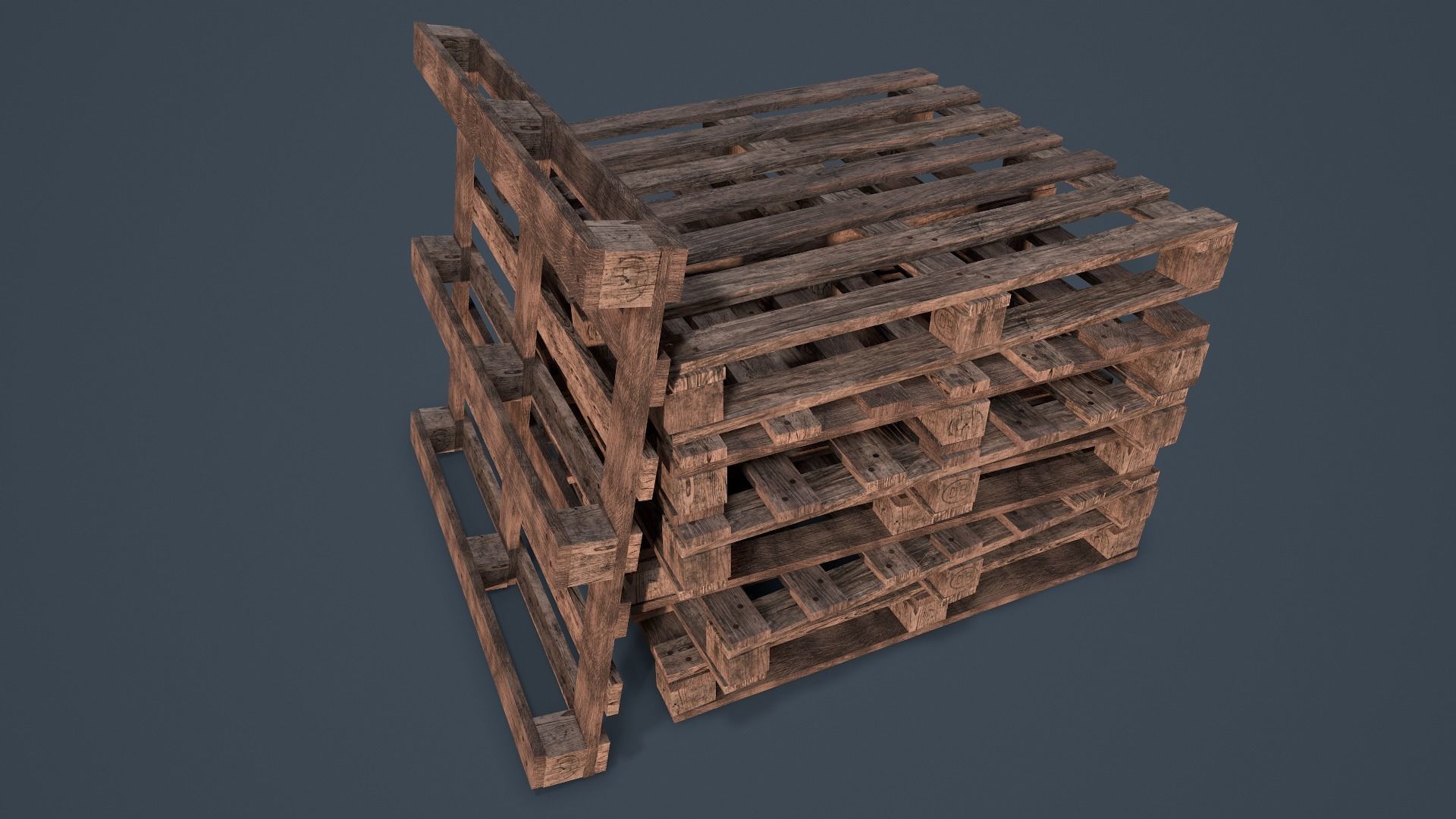 Stack of Pallets Low-poly 3D model_2
